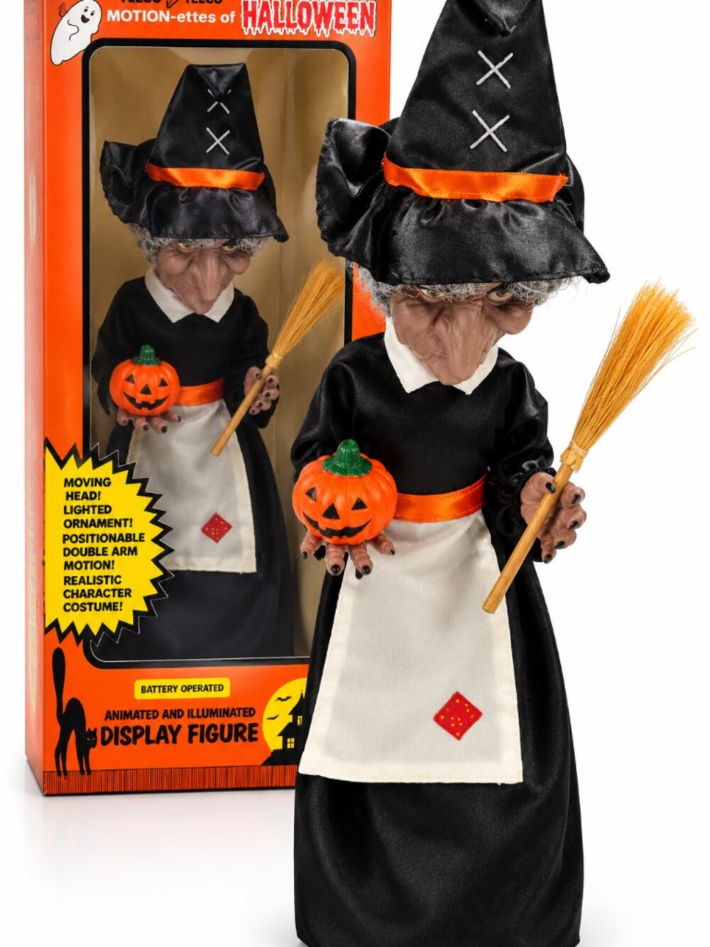 Vintage 1986 Telco Motion-ette Animated Witch 19" WORKING Halloween w/ Box